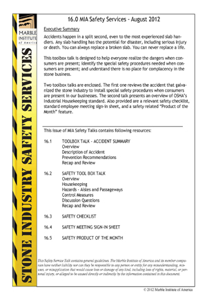 natural stone institute safety meeting outlines added to members meeting outlines